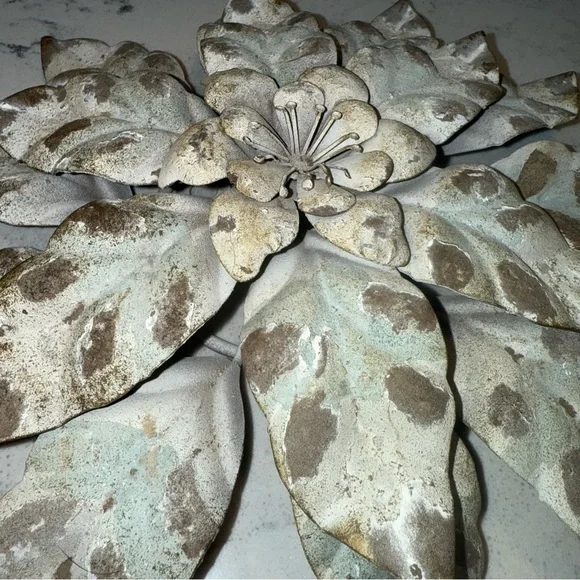 Distressed Floral Metal Wall Decor - Picture 2 of 5